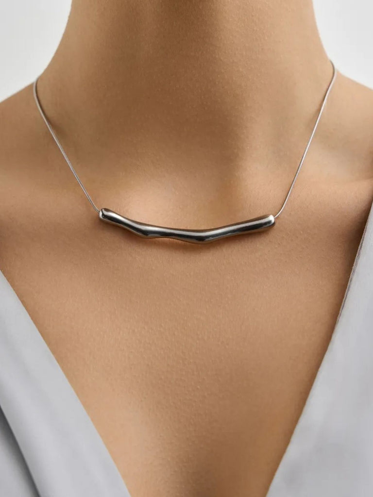 Collier chaîne fine, design irrégulier, acier doré, style froid, bijou tendance femme, Naomie - Collier - Argent 21 - 50 cm