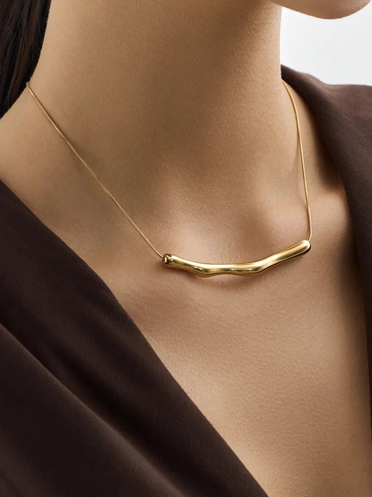 Collier chaîne fine, design irrégulier, acier doré, style froid, bijou tendance femme, Naomie - Collier - Or 21 - 50 cm