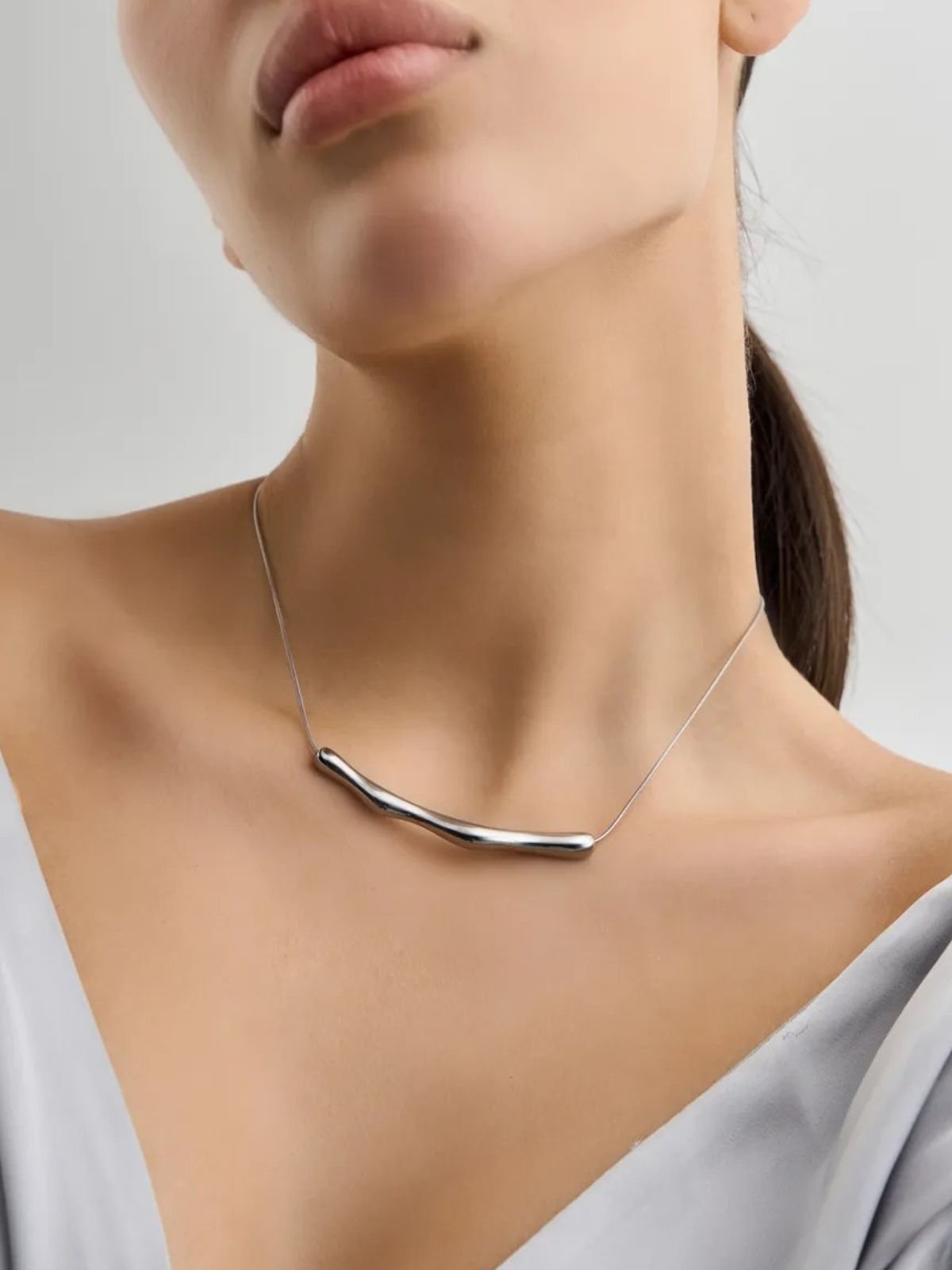 Collier chaîne fine, design irrégulier, acier doré, style froid, bijou tendance femme, Naomie - Collier - Argent 21 - 50 cm