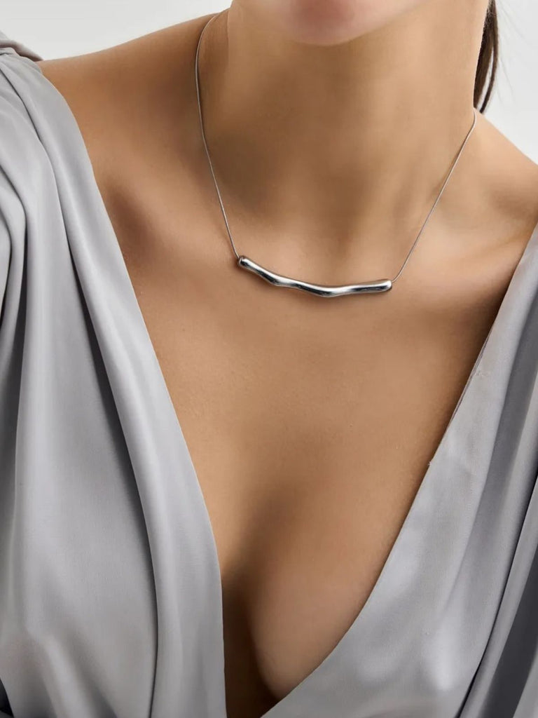 Collier chaîne fine, design irrégulier, acier doré, style froid, bijou tendance femme, Naomie - Collier - Argent 21 - 50 cm