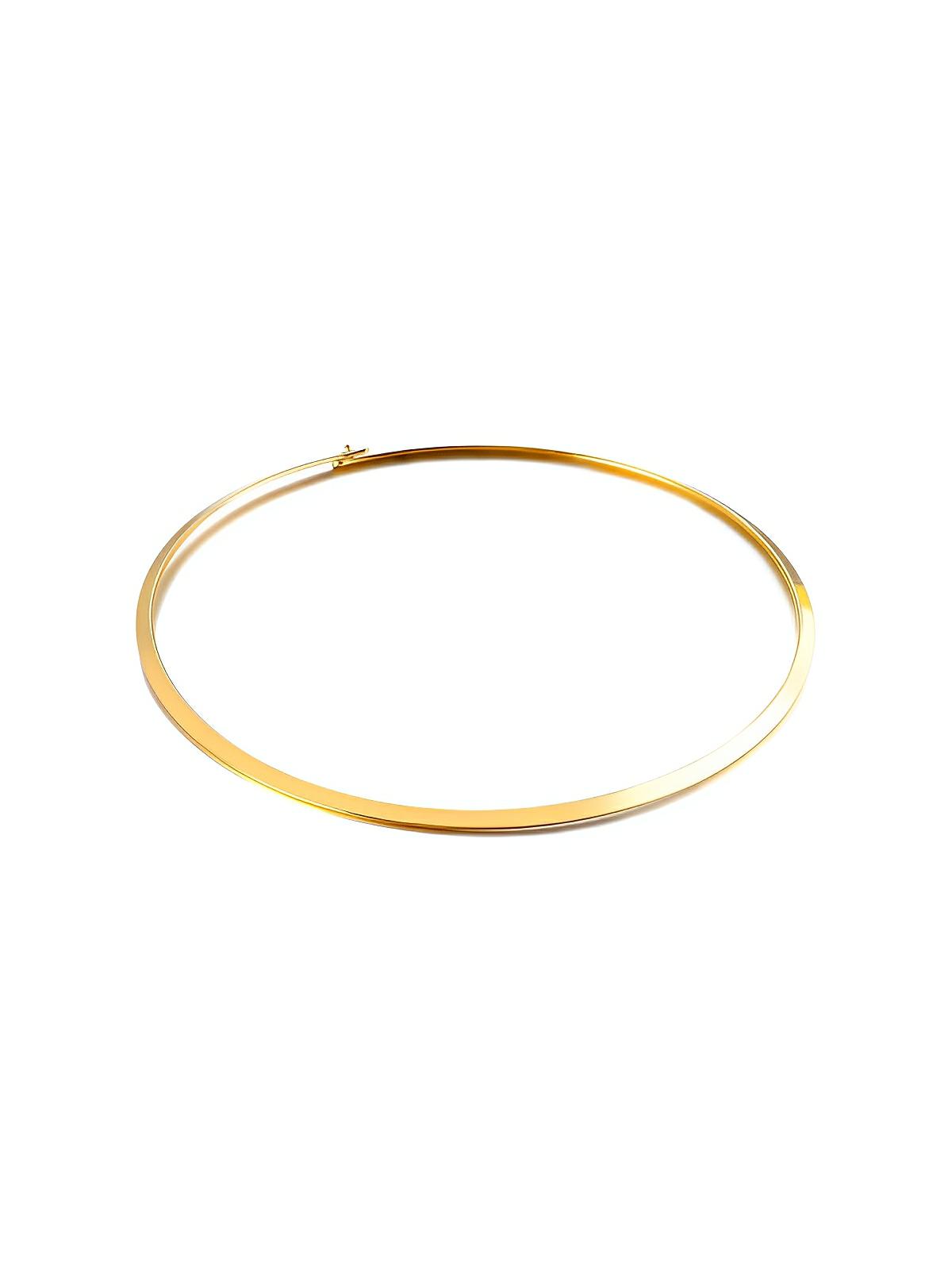 Collier court rigide doré femme, choker large, acier titane, style moderne, bijou hypoallergénique, modèle Ondine - Collier - Or