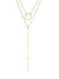 Collier double couche femme, acier inoxydable, pendentif géométrique, chaîne clavicule, style mode, modèle Mahée - Collier - Or 42 - 50cm