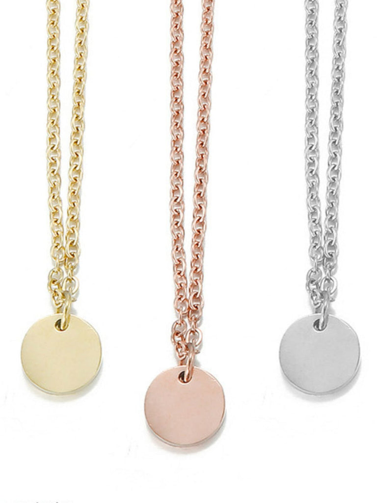 Collier double rang femme, acier inoxydable, pendentif rond, chaîne fine, doré ou argenté, modèle Margot - Collier - Or 35 - 38cm