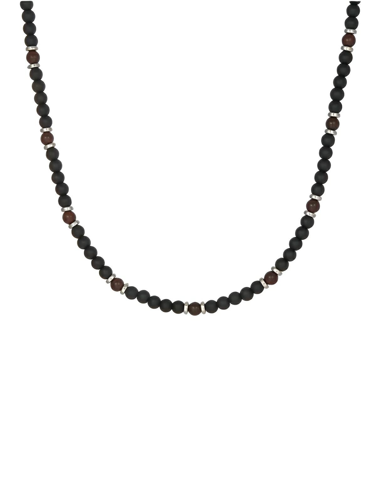 Collier en pierres naturelles, alliance de l'onyx et de l'oeil de tigre, modèle Lastin - Collier - Noir 41 - 50 cm