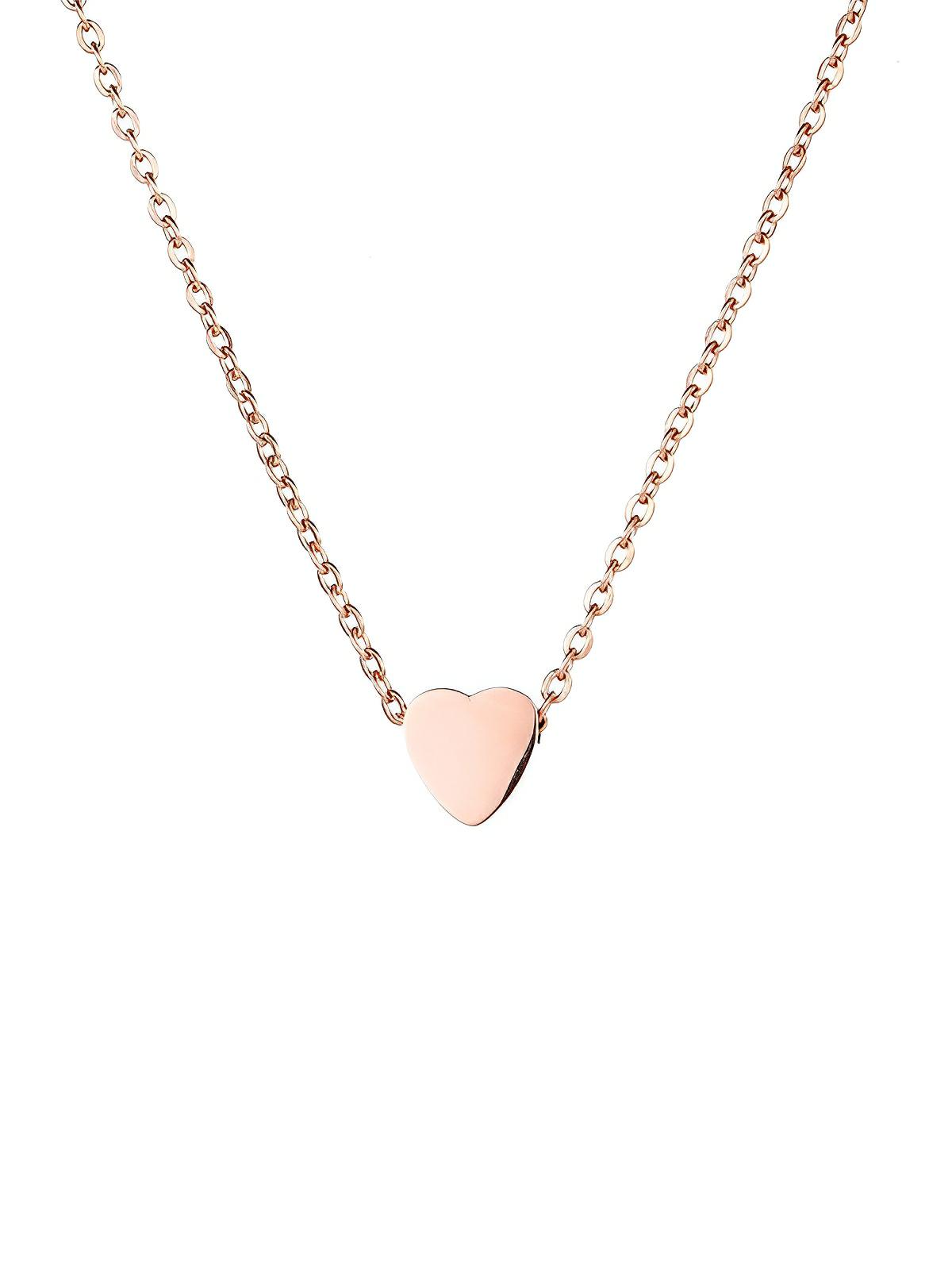 Collier femme cœur acier inoxydable, pendentif love argenté, bijou tendance romantique, chaîne fine ajustable, idée cadeau délicate, modèle Venda - Collier - Or rosé