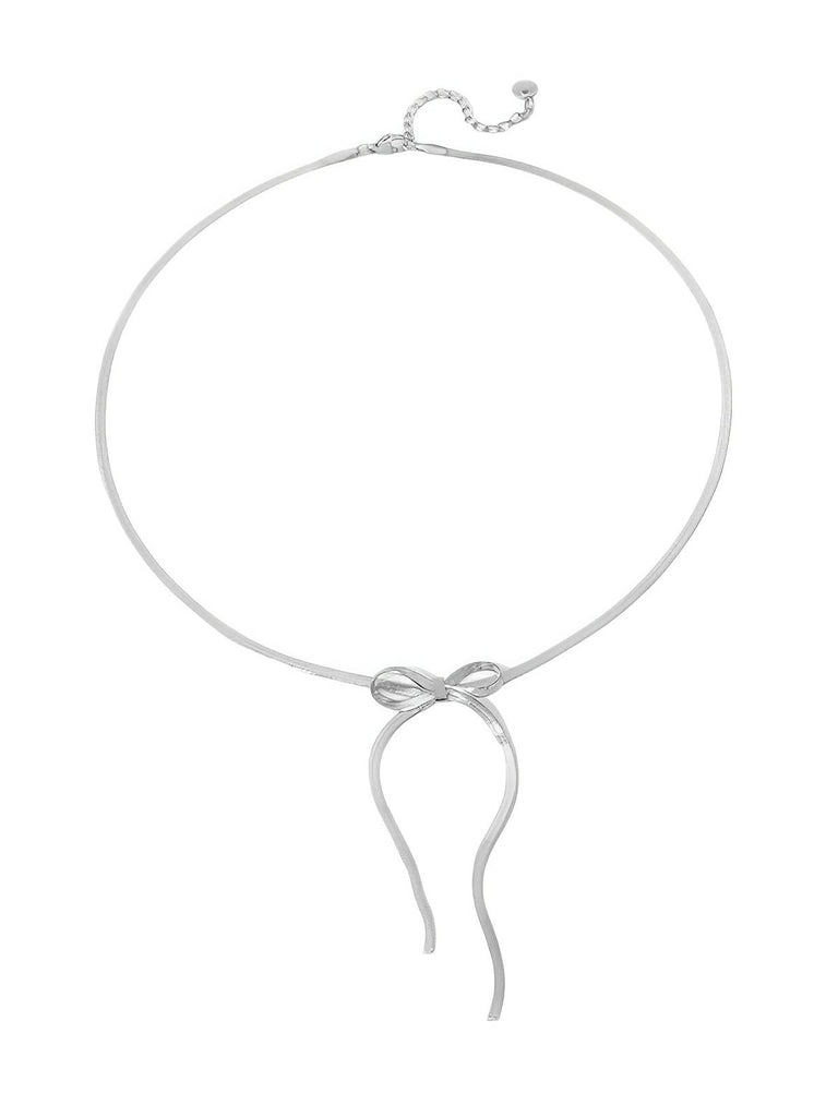 Collier femme doré, choker nœud, chaîne serpent, bijou vintage, style old money, modèle Kyara - Collier - Argent 41 - 43cm