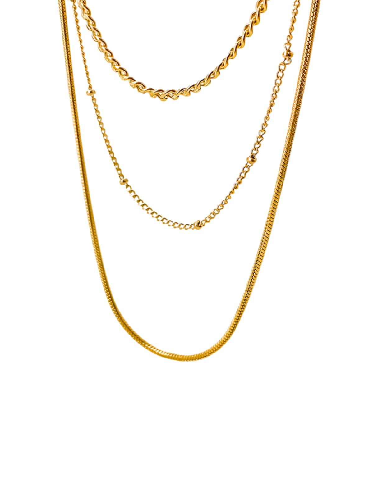 Collier multicouche doré, acier inoxydable, chaînes cubaines fines, style punk, bijou tendance, modèle Kethy - Collier - Or 42 - 50cm