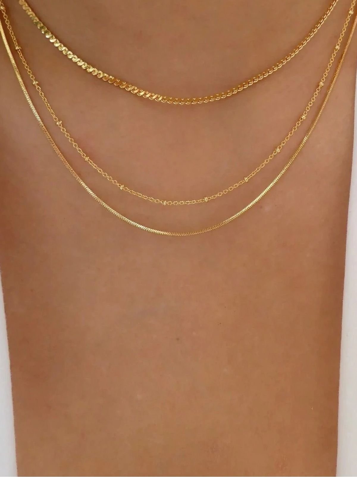 Collier multicouche doré, acier inoxydable, chaînes cubaines fines, style punk, bijou tendance, modèle Kethy - Collier - Or 42 - 50cm