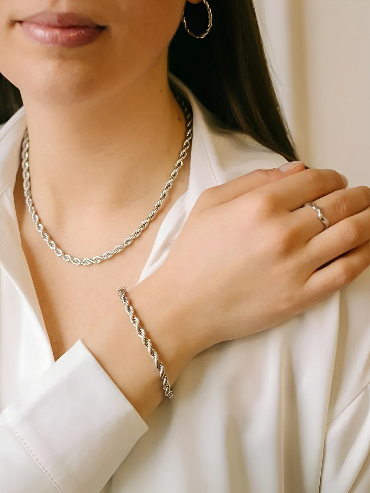 Collier Paperclip doré, chaîne acier inoxydable, bijou unisexe, style hip - hop, ajustable 45 cm, modèle Olga - Collier - Argent 45 cm