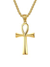 Collier pendentif Ankh, en acier inoxydable 316L, maille vénitienne, modèle Shani - Collier - Or 60 cm