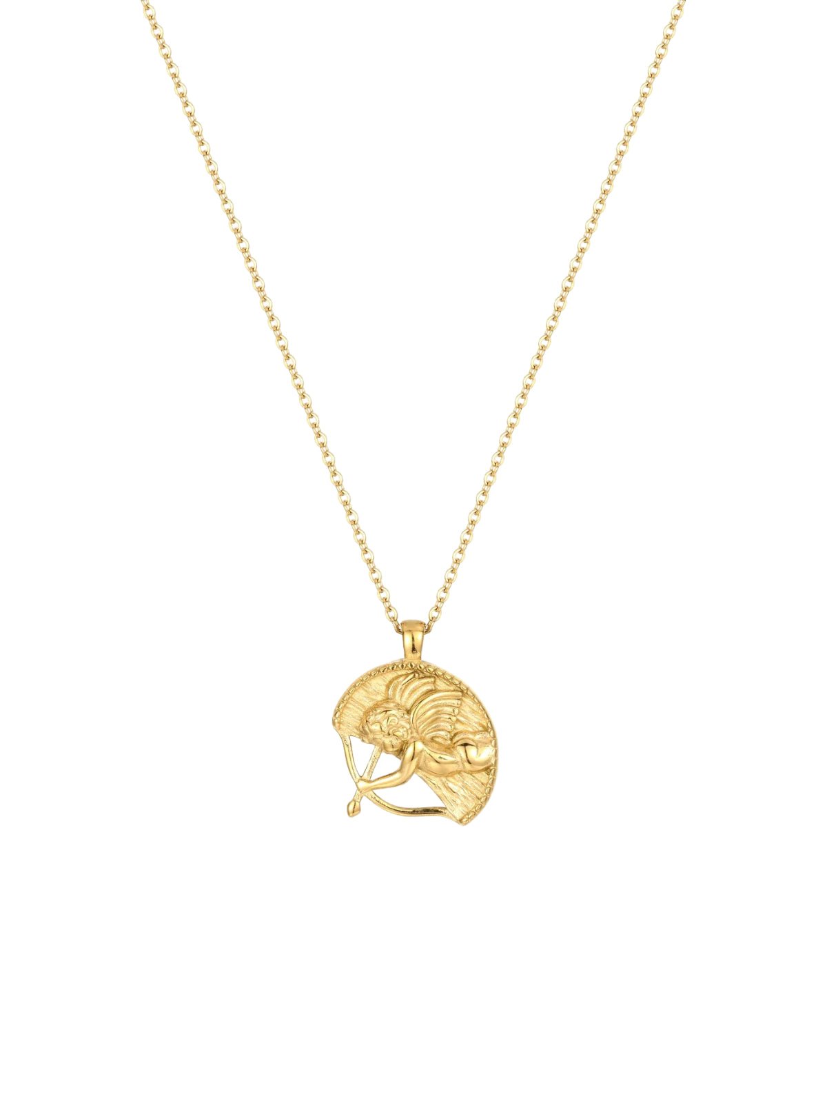 Collier pendentif archer doré, chaîne fine, acier inoxydable plaqué or, bijou féminin raffiné ange, inspiration mythologique, modèle Athéna - Collier - Or