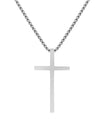 Collier pendentif croix chrétienne, en titane, maille vénitienne, modèle Lor - Collier - Argent 60 cm