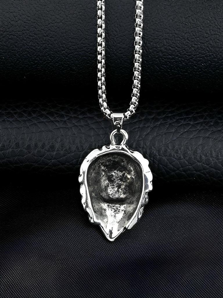 Collier pendentif tête de lion, en acier inoxydable, maille vénitienne, modèle Arthur - Collier - Argent 70 cm