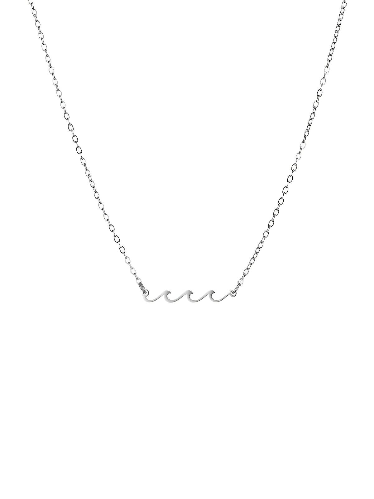 Collier pendentif vague doré, acier inoxydable, design chic, style européen, dorure 18 carats, modèle Valerianne - Collier - Argent