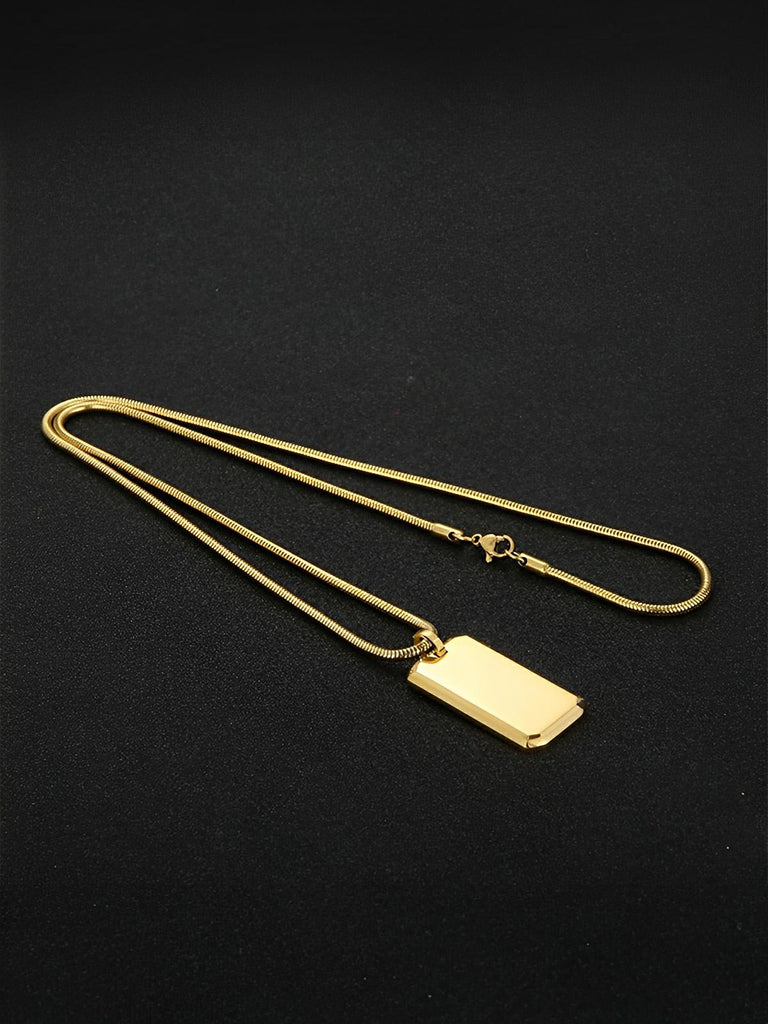 Collier plaque militaire, en acier inoxydable, maille serpentine, moderne, modèle Joshua - Collier - Or 60 cm