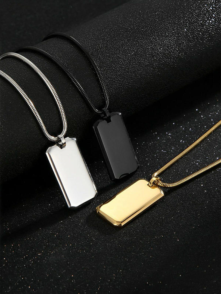 Collier plaque militaire, en acier inoxydable, maille serpentine, moderne, modèle Joshua - Collier - Or 60 cm