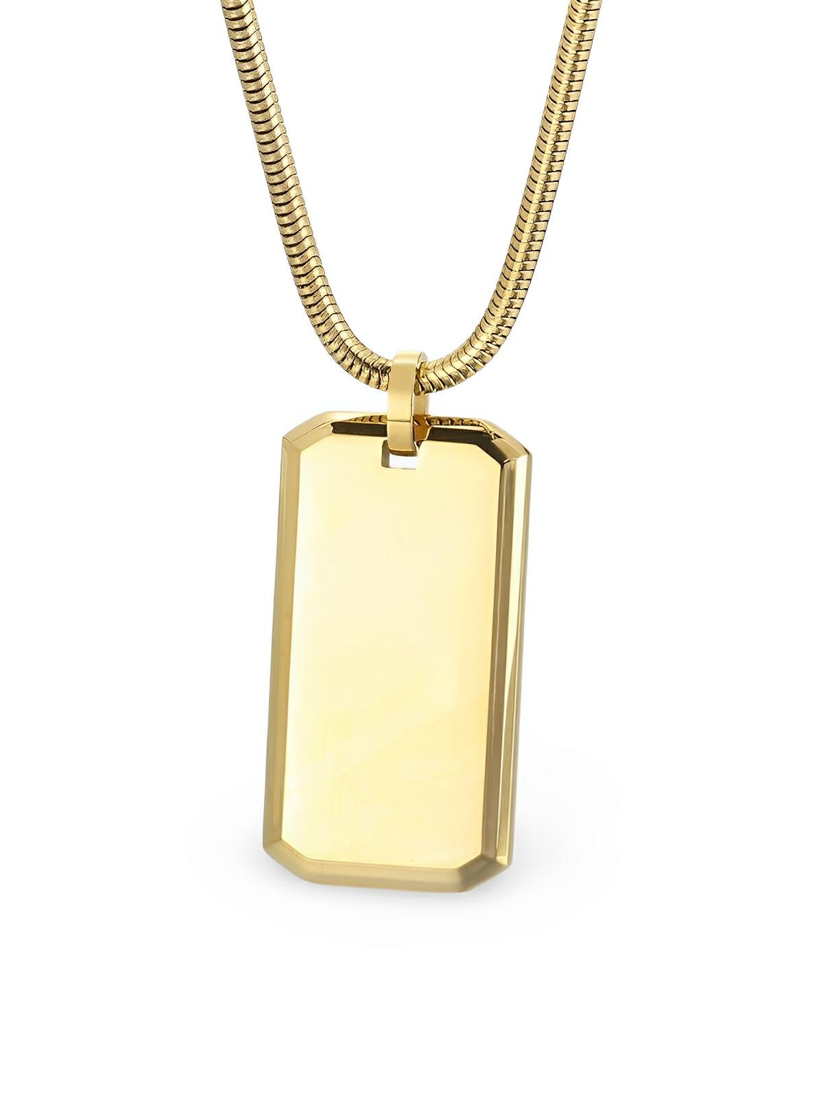 Collier plaque militaire, en acier inoxydable, maille serpentine, moderne, modèle Joshua - Collier - Or 60 cm