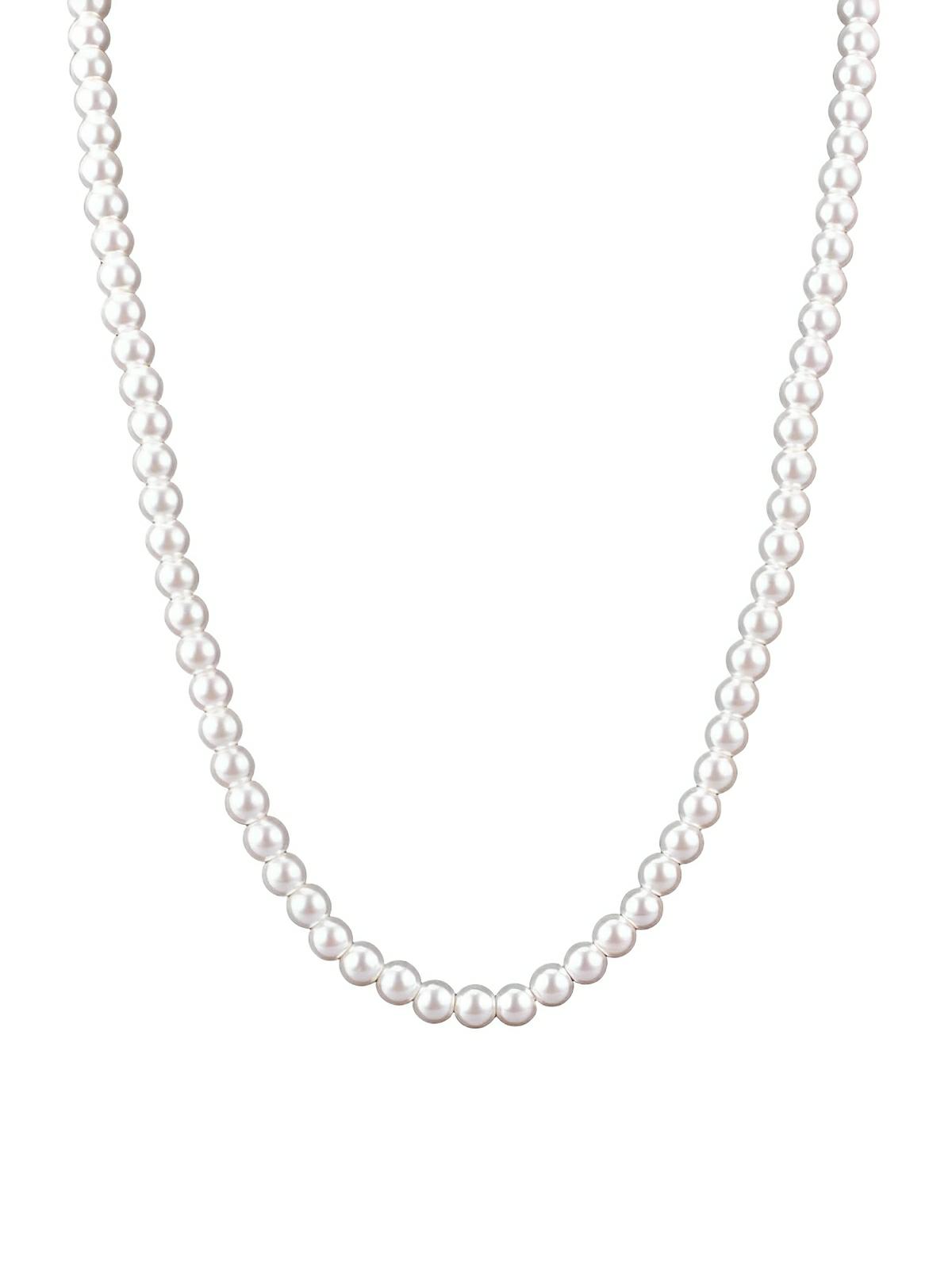 Collier ras de cou en perles d'imitation et titane, ajustable, modèle Ange - Collier - Blanc 45 cm