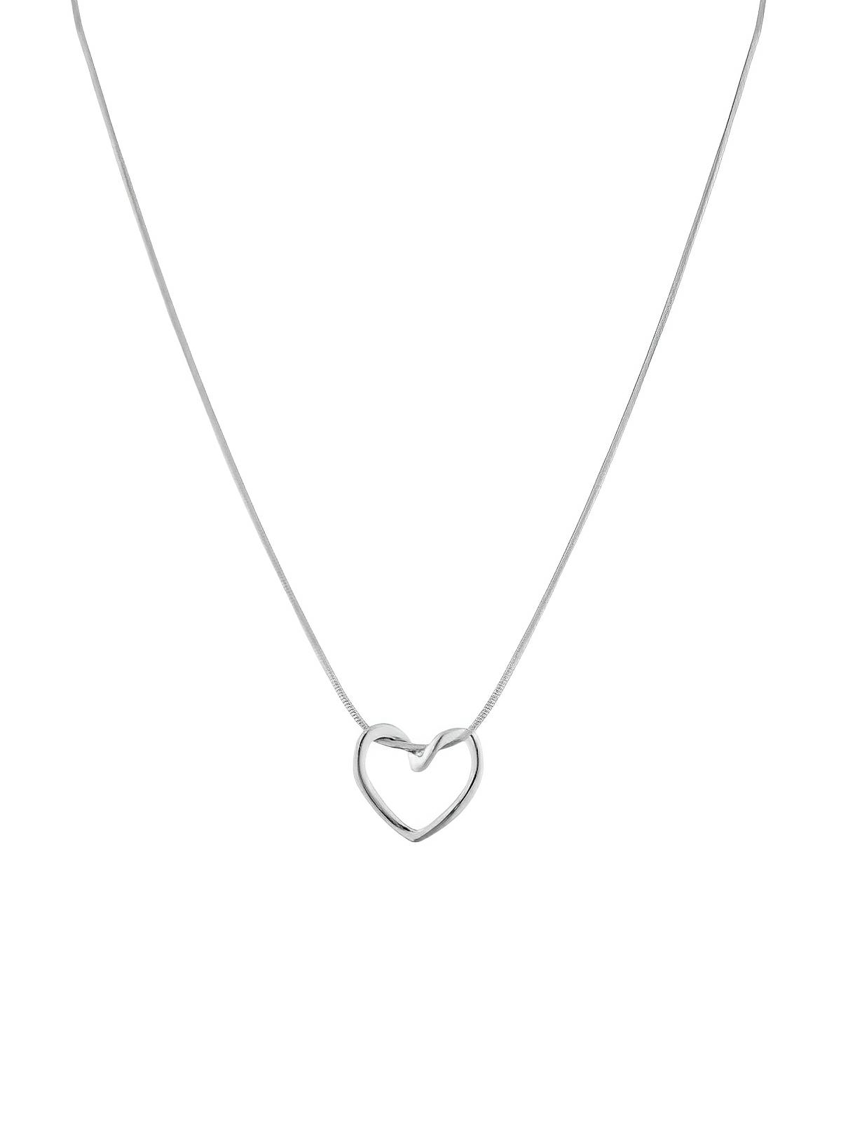 Collier ras du cou cœur, pendentif amour, chaîne argentée, bijou fantaisie femme, cadeau symbolique, modèle Olivette - Collier - Argent 40 cm