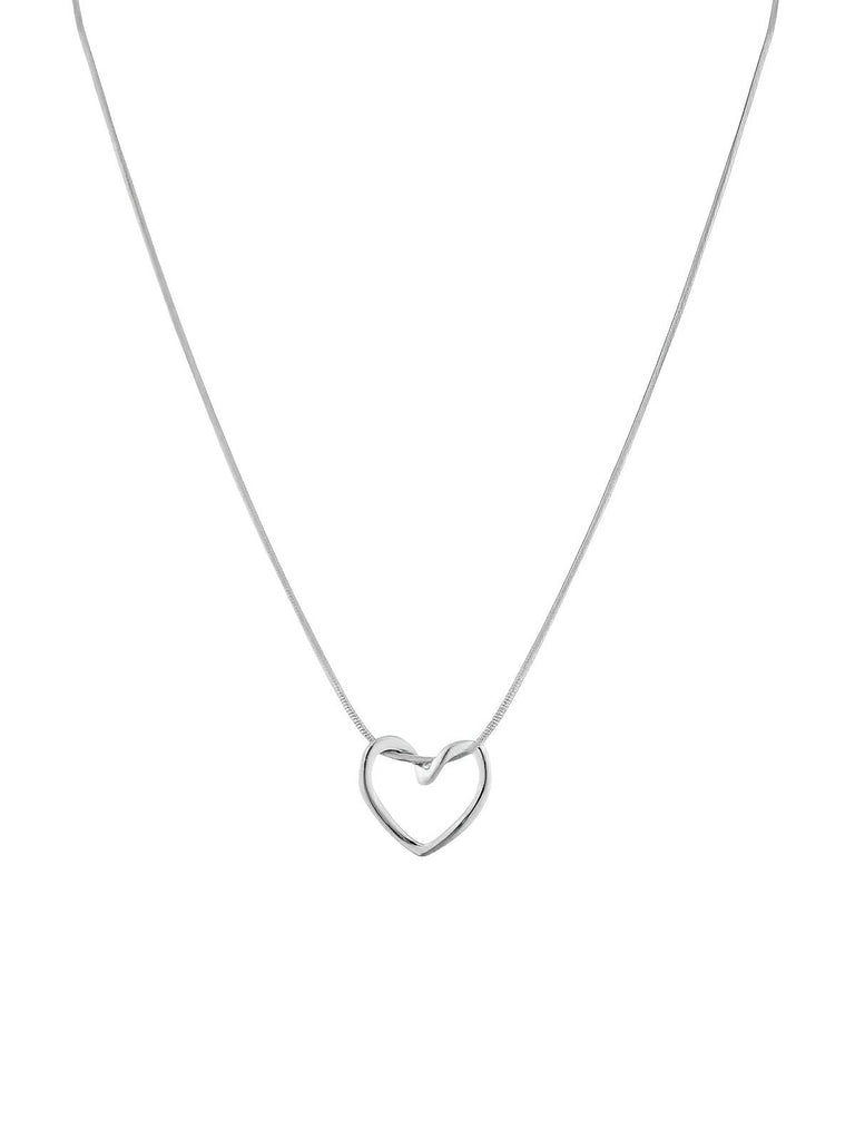 Collier ras du cou cœur, pendentif amour, chaîne argentée, bijou fantaisie femme, cadeau symbolique, modèle Olivette - Collier - Argent 40 cm