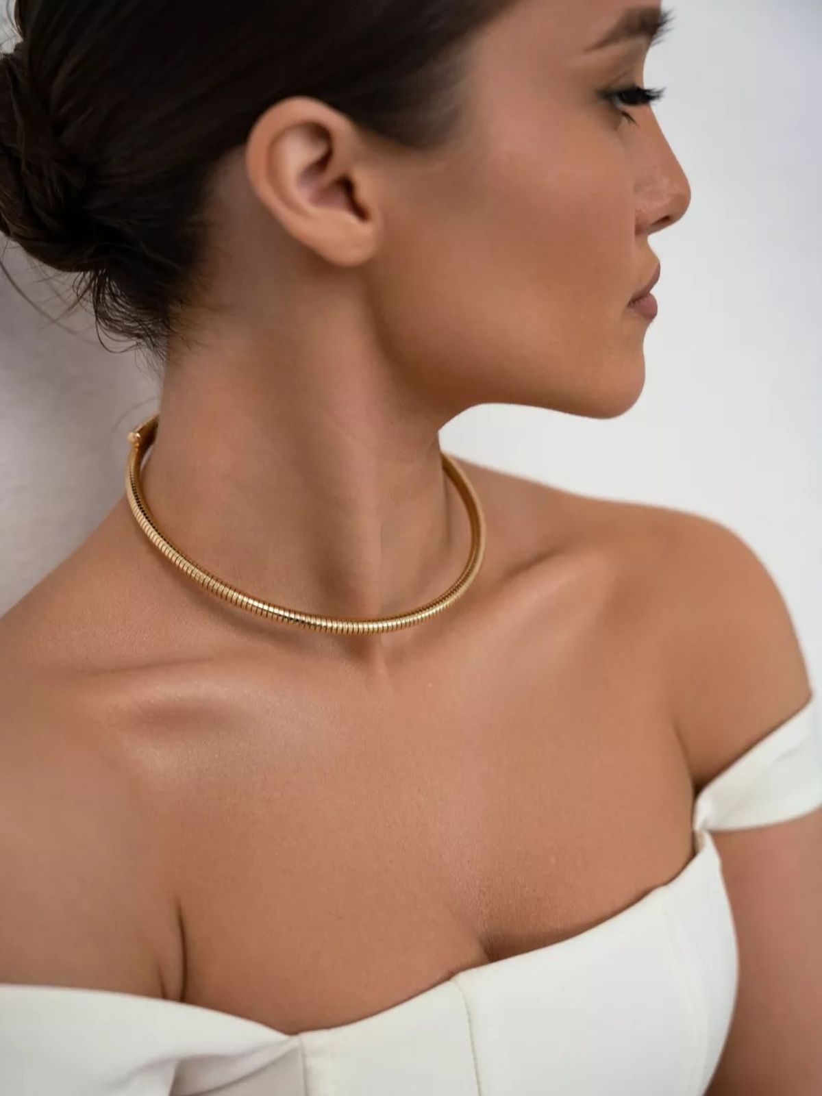 Collier ras du cou doré, style minimaliste, bijou tendance femme, acier hypoallergénique, idée cadeau chic, modèle Fiorine - Collier - Or 41 - 50 cm