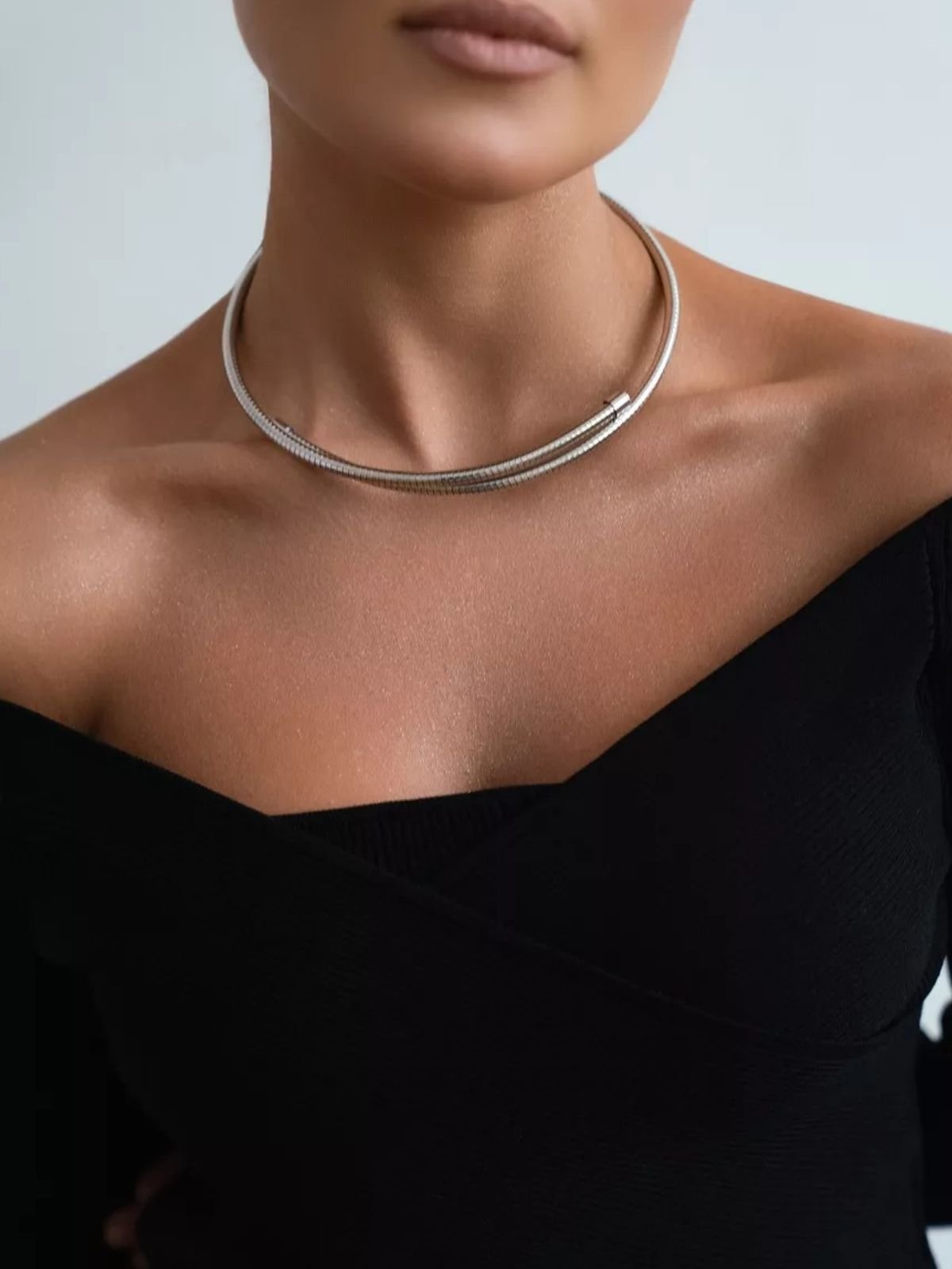 Collier ras du cou doré, style minimaliste, bijou tendance femme, acier hypoallergénique, idée cadeau chic, modèle Fiorine - Collier - Argent 41 - 50 cm