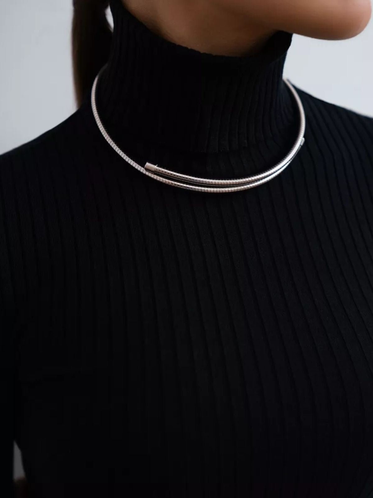 Collier ras du cou doré, style minimaliste, bijou tendance femme, acier hypoallergénique, idée cadeau chic, modèle Fiorine - Collier - Argent 41 - 50 cm