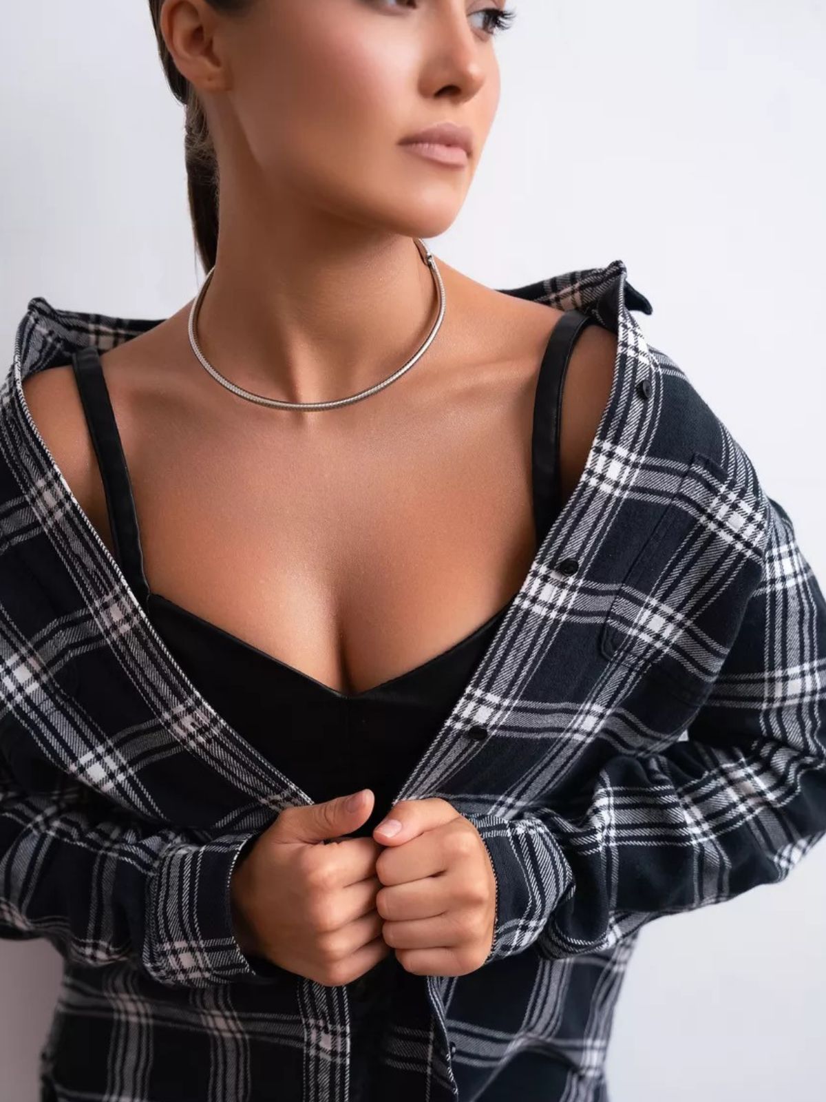 Collier ras du cou doré, style minimaliste, bijou tendance femme, acier hypoallergénique, idée cadeau chic, modèle Fiorine - Collier - Argent 41 - 50 cm