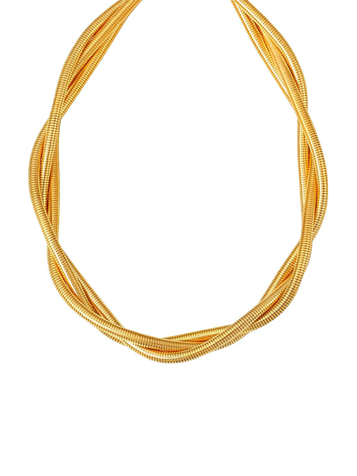 Collier rigide femme, choker métal doré, collier trois rangs, style géométrique, bijou tendance Y2K, modèle Vita - Collier - Or 40 - 45 cm