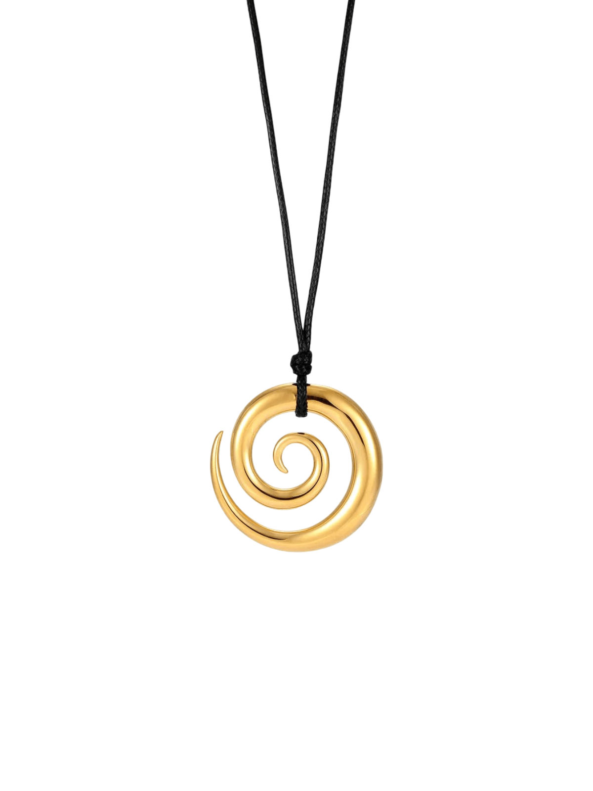 Collier spirale doré, pendentif en acier inoxydable, cordon noir ajustable, bijou féminin, style naturel, modèle Woma - Collier - Or