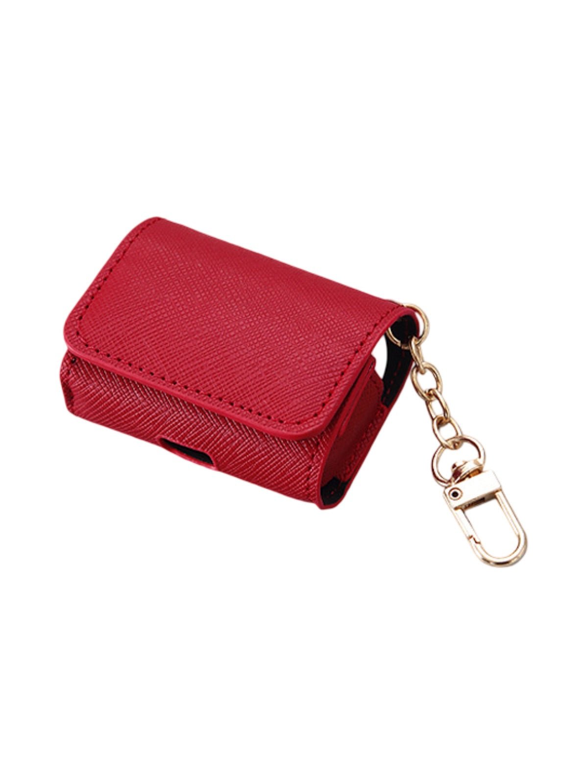 Coque AirPods simili vegan rigide, housse avec mousqueton, fermeture pression, protection waterproof, étui transport élégant, modèle Cédianne - Écouteurs sans fil - Rouge AirPods Pro 1 à 2