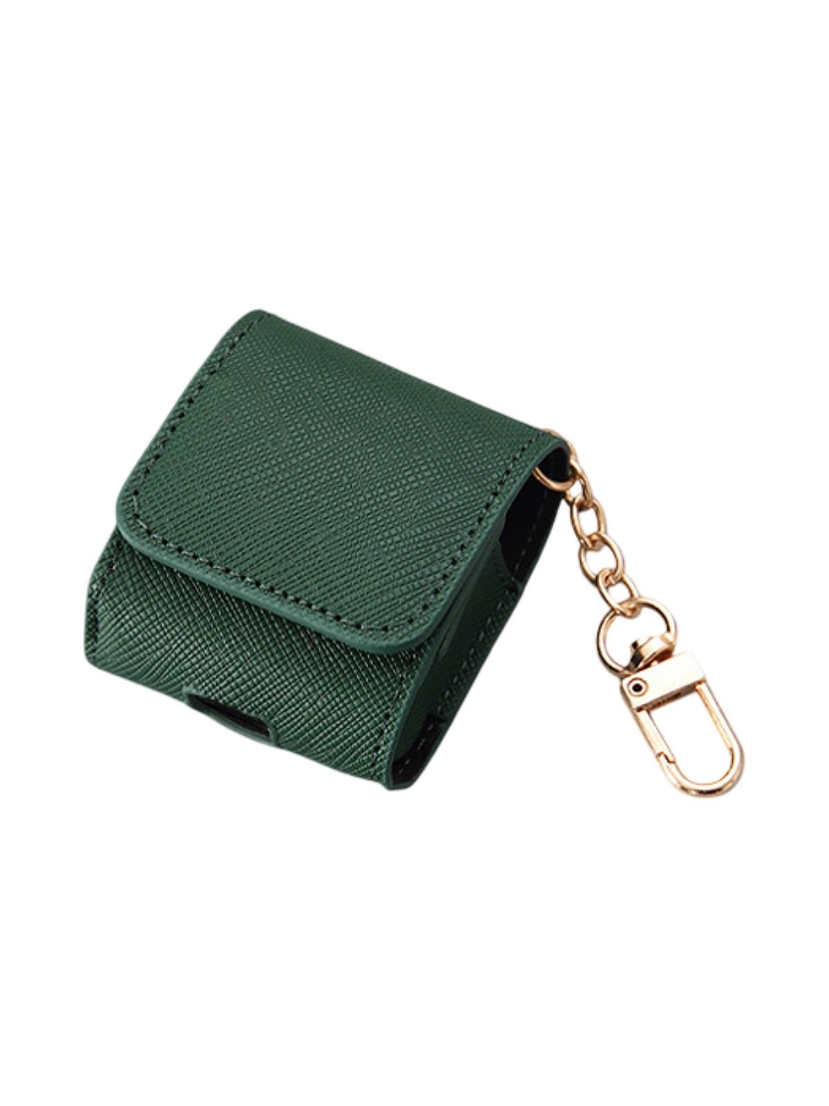 Coque AirPods simili vegan rigide, housse avec mousqueton, fermeture pression, protection waterproof, étui transport élégant, modèle Cédianne - Écouteurs sans fil - Vert AirPods 1 à 4