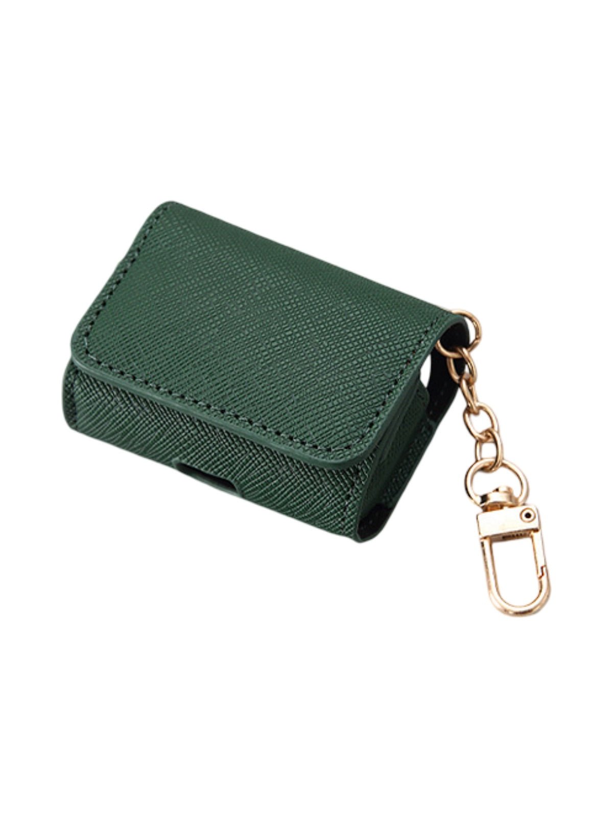 Coque AirPods simili vegan rigide, housse avec mousqueton, fermeture pression, protection waterproof, étui transport élégant, modèle Cédianne - Écouteurs sans fil - Vert AirPods Pro 1 à 2