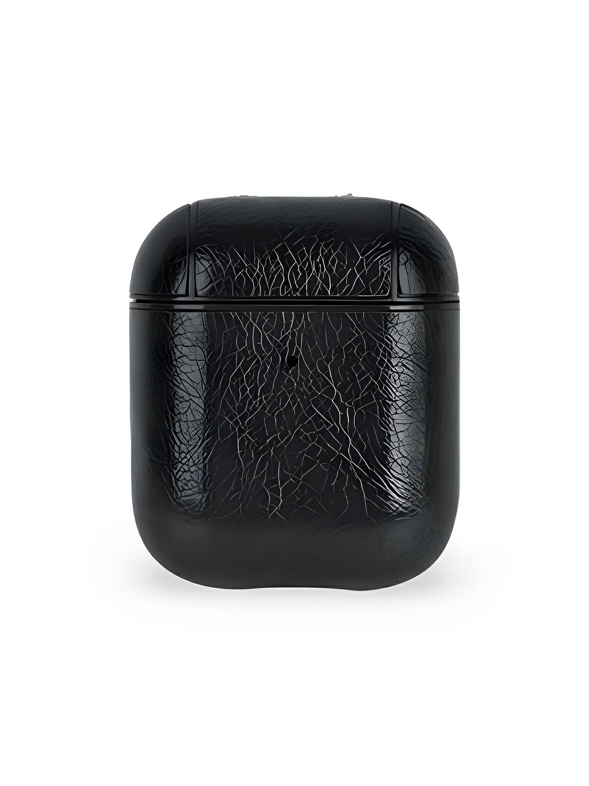 Coque de protection AirPods 1 et 2, design fin, en simili vegan, modèle Quiro - Écouteurs sans fil - Noir