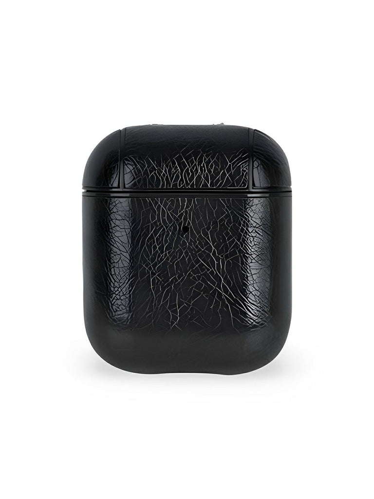 Coque de protection AirPods 1 et 2, design fin, en simili vegan, modèle Quiro - Écouteurs sans fil - Noir