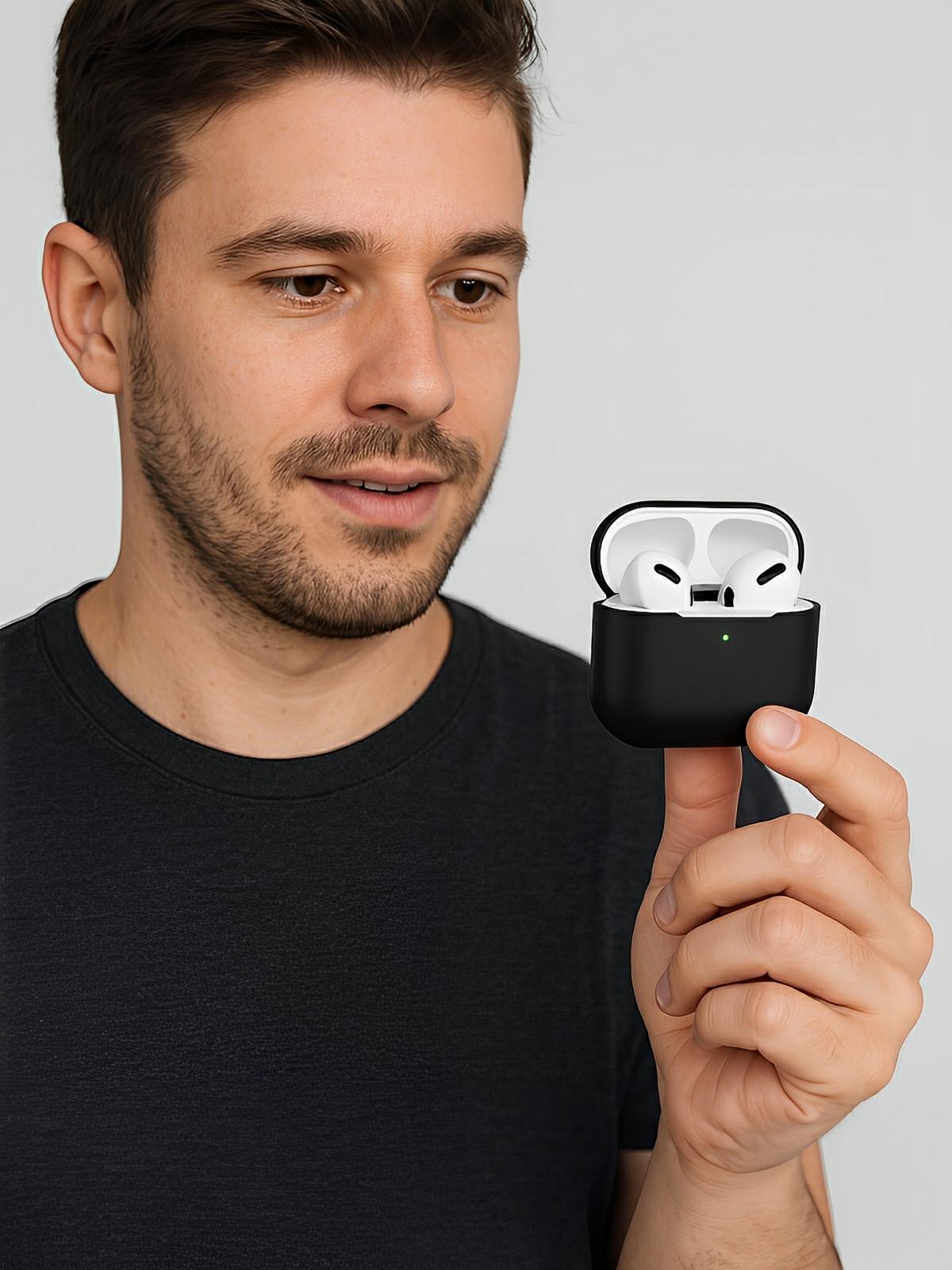Coque de protection AirPods 3, protection antichoc, couleur unie, LED visible, modèle Nova - Écouteurs sans fil - Noir