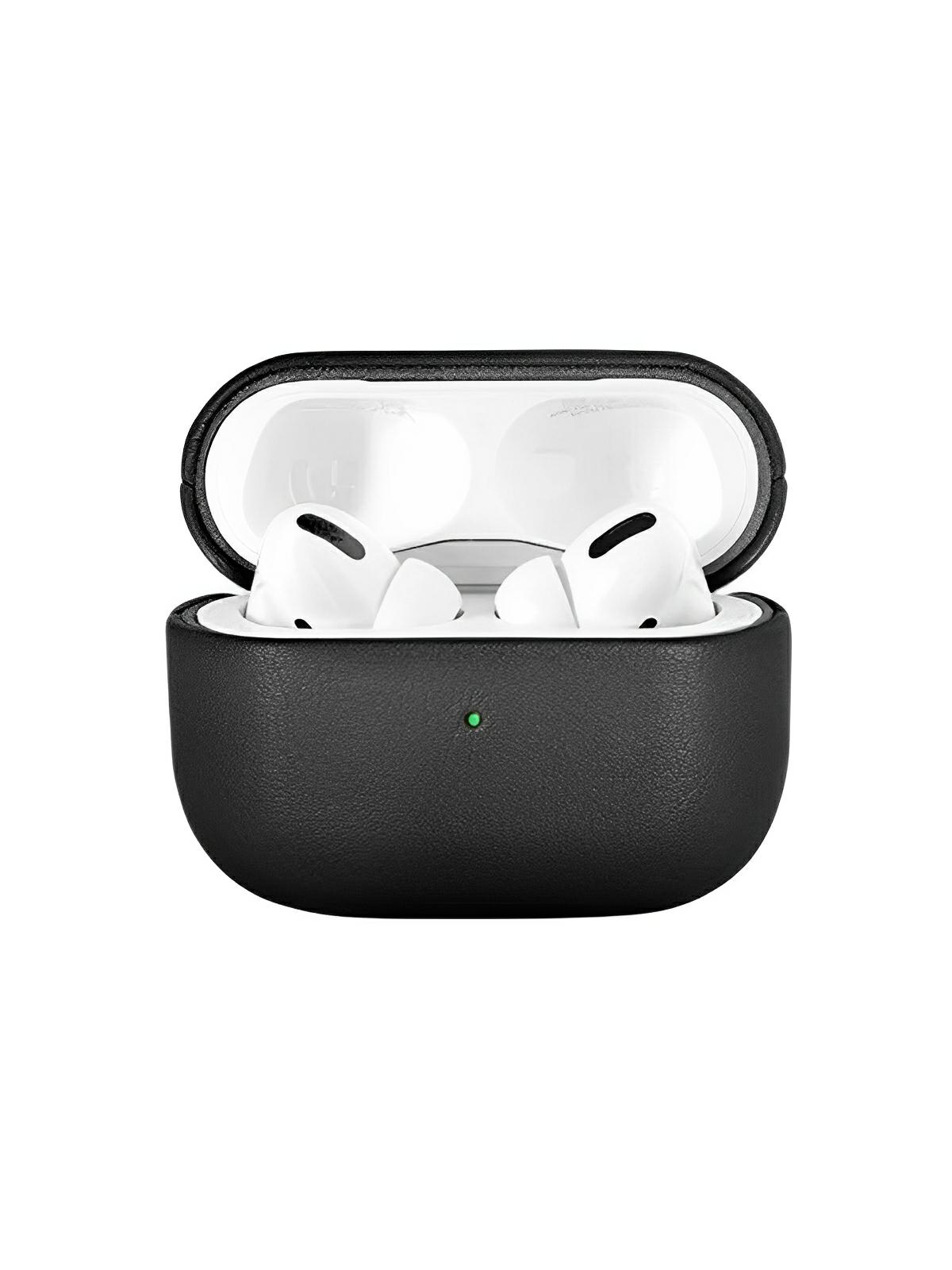 Coque de protection AirPods Pro 1 et 2, design fin, cuir pleine fleur, supporte charge sans fil, modèle Adam - Écouteurs sans fil - Noir