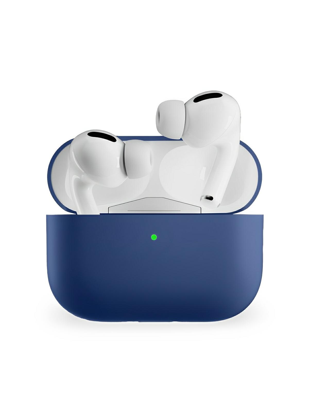 Coque en silicone pour AirPods Pro 1 Pro 2, protection souple, LED visible, charge filaire, design uni, modèle Toko - Écouteurs sans fil - Bleu