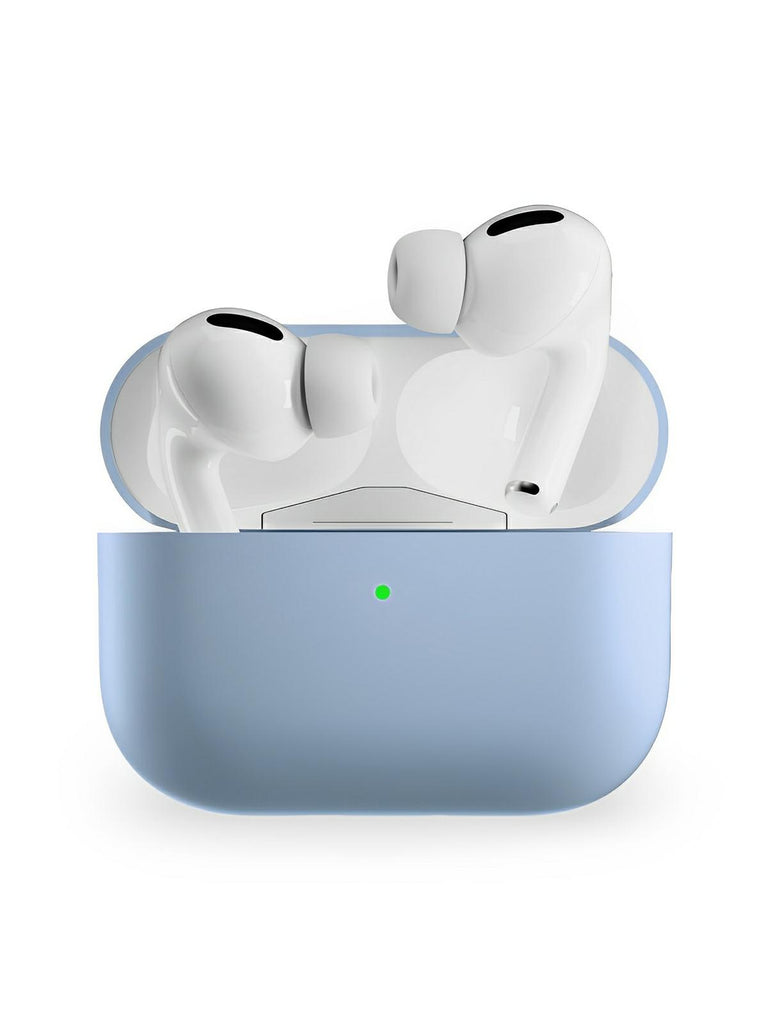Coque en silicone pour AirPods Pro 1 Pro 2, protection souple, LED visible, charge filaire, design uni, modèle Toko - Écouteurs sans fil - Bleu ciel