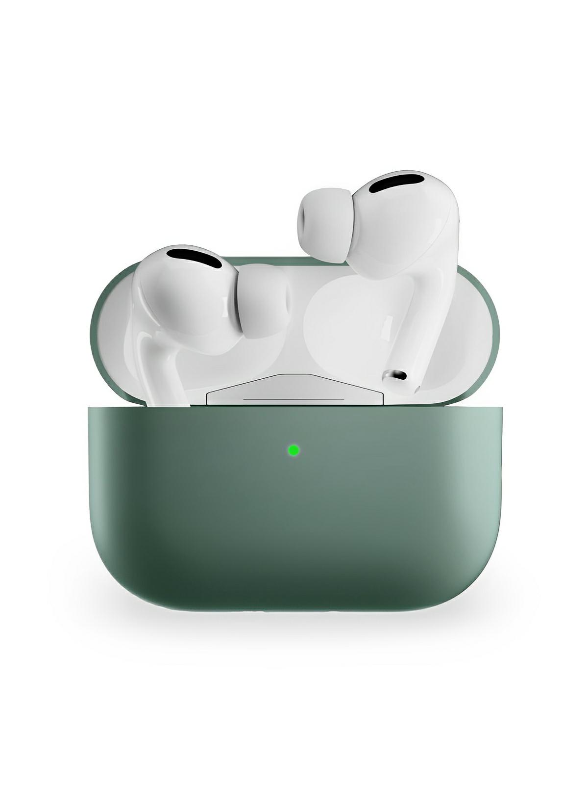 Coque en silicone pour AirPods Pro 1 Pro 2, protection souple, LED visible, charge filaire, design uni, modèle Toko - Écouteurs sans fil - Vert