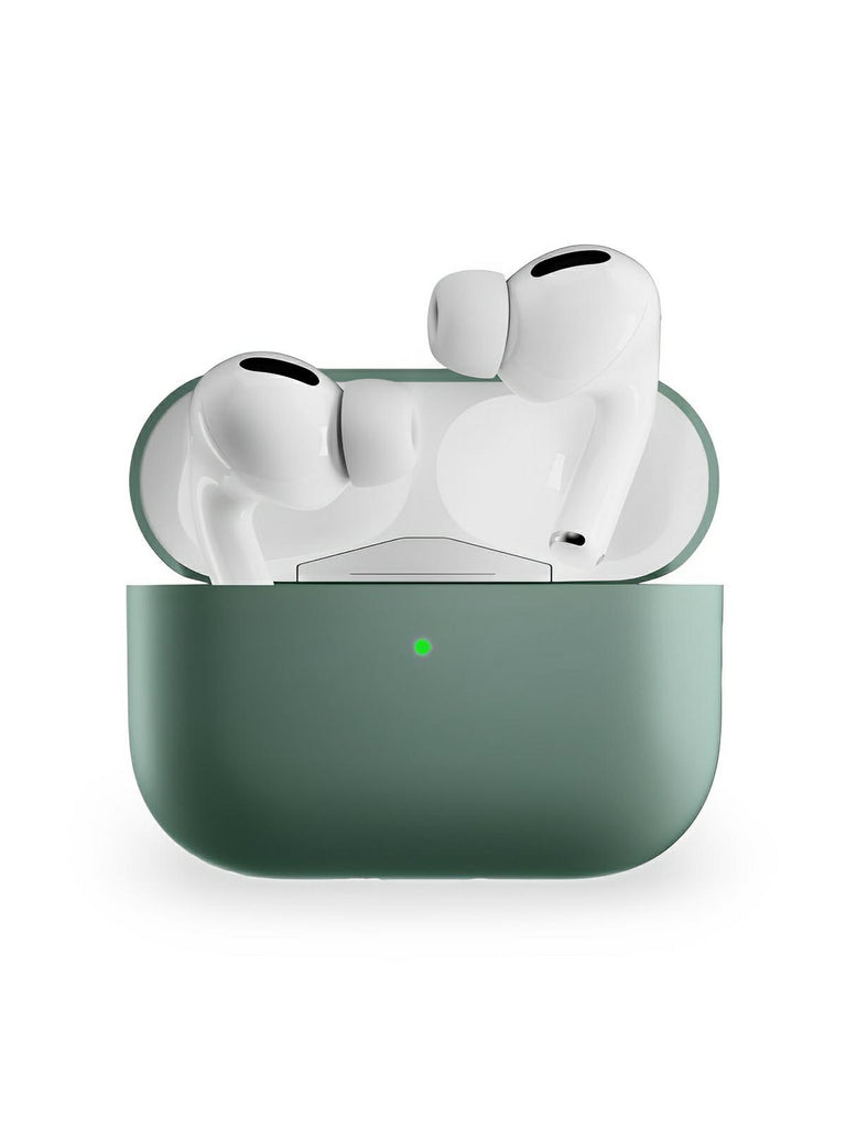 Coque en silicone pour AirPods Pro 1 Pro 2, protection souple, LED visible, charge filaire, design uni, modèle Toko - Écouteurs sans fil - Vert