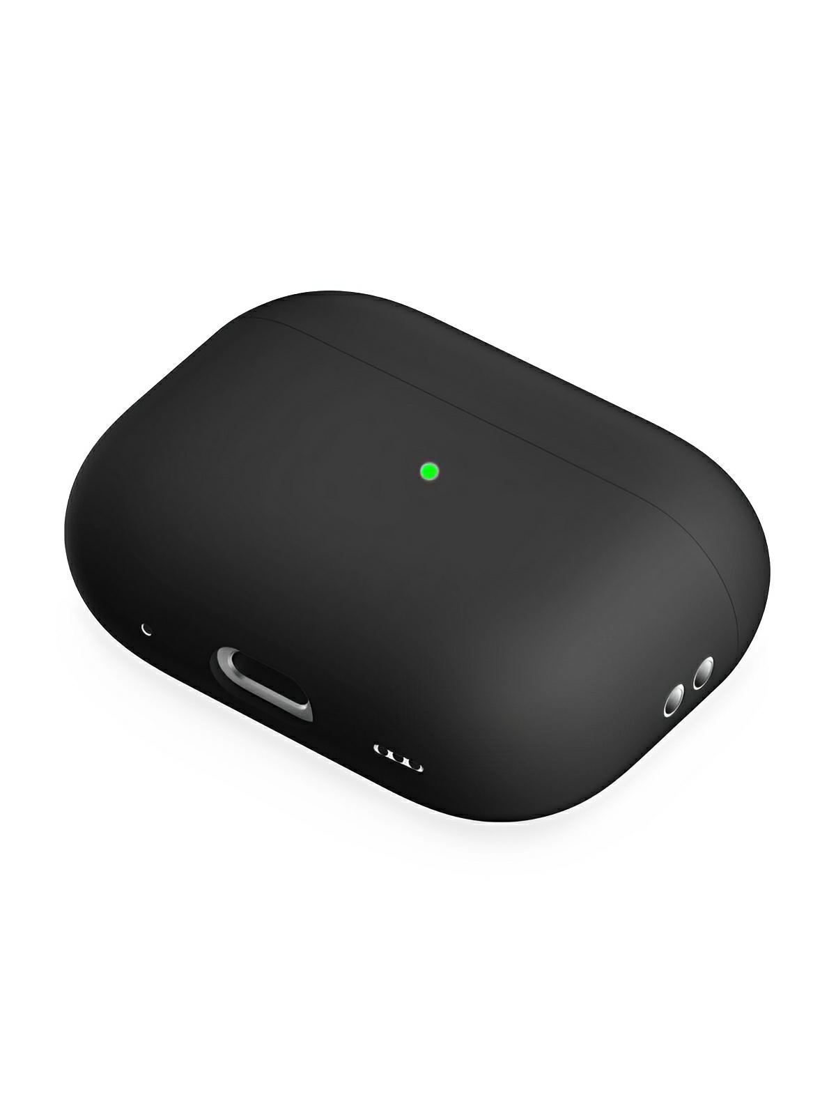 Coque en silicone pour AirPods Pro 1 Pro 2, protection souple, LED visible, charge filaire, design uni, modèle Toko - Écouteurs sans fil - Noir