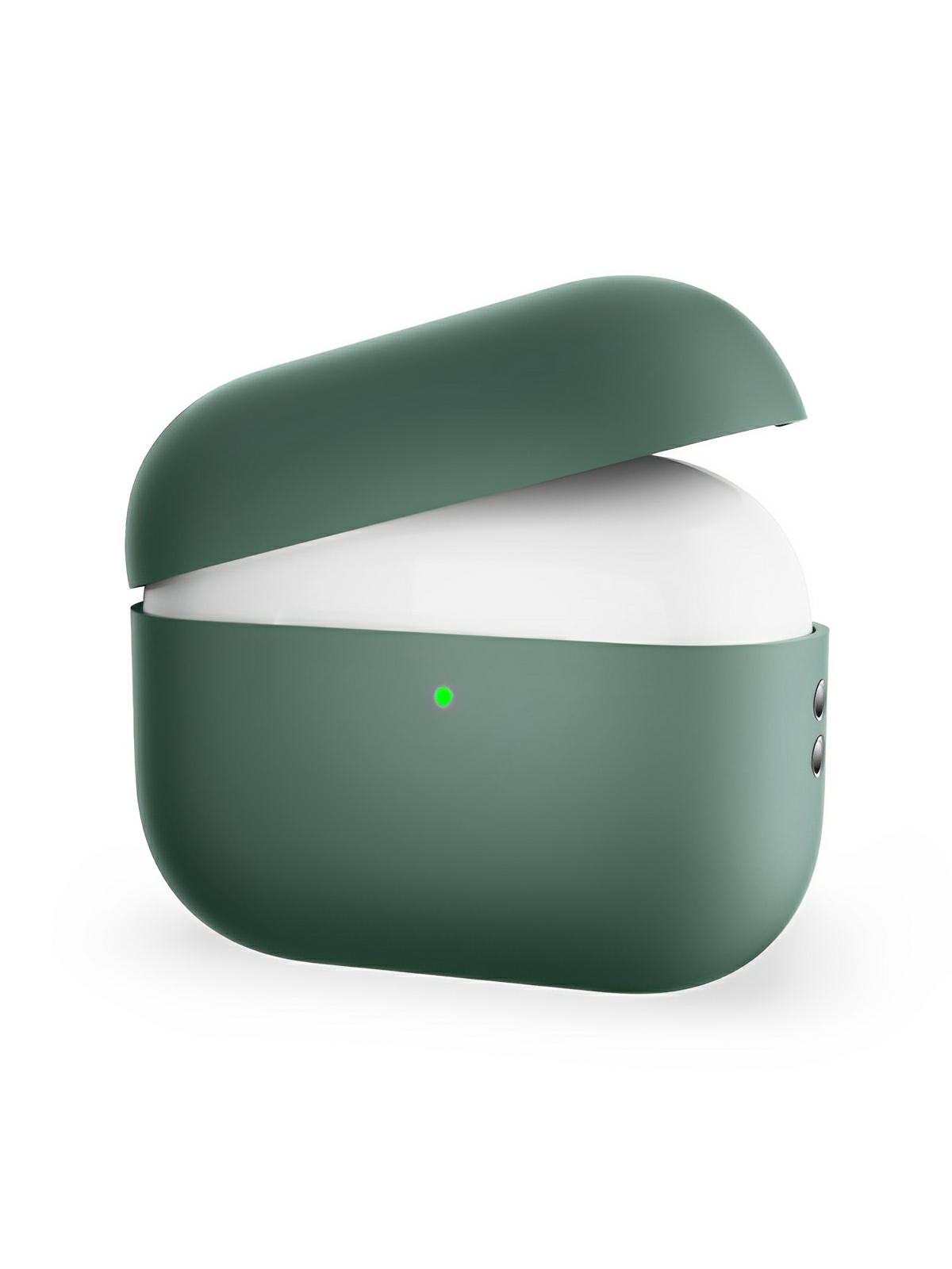 Coque en silicone pour AirPods Pro 1 Pro 2, protection souple, LED visible, charge filaire, design uni, modèle Toko - Écouteurs sans fil - Vert