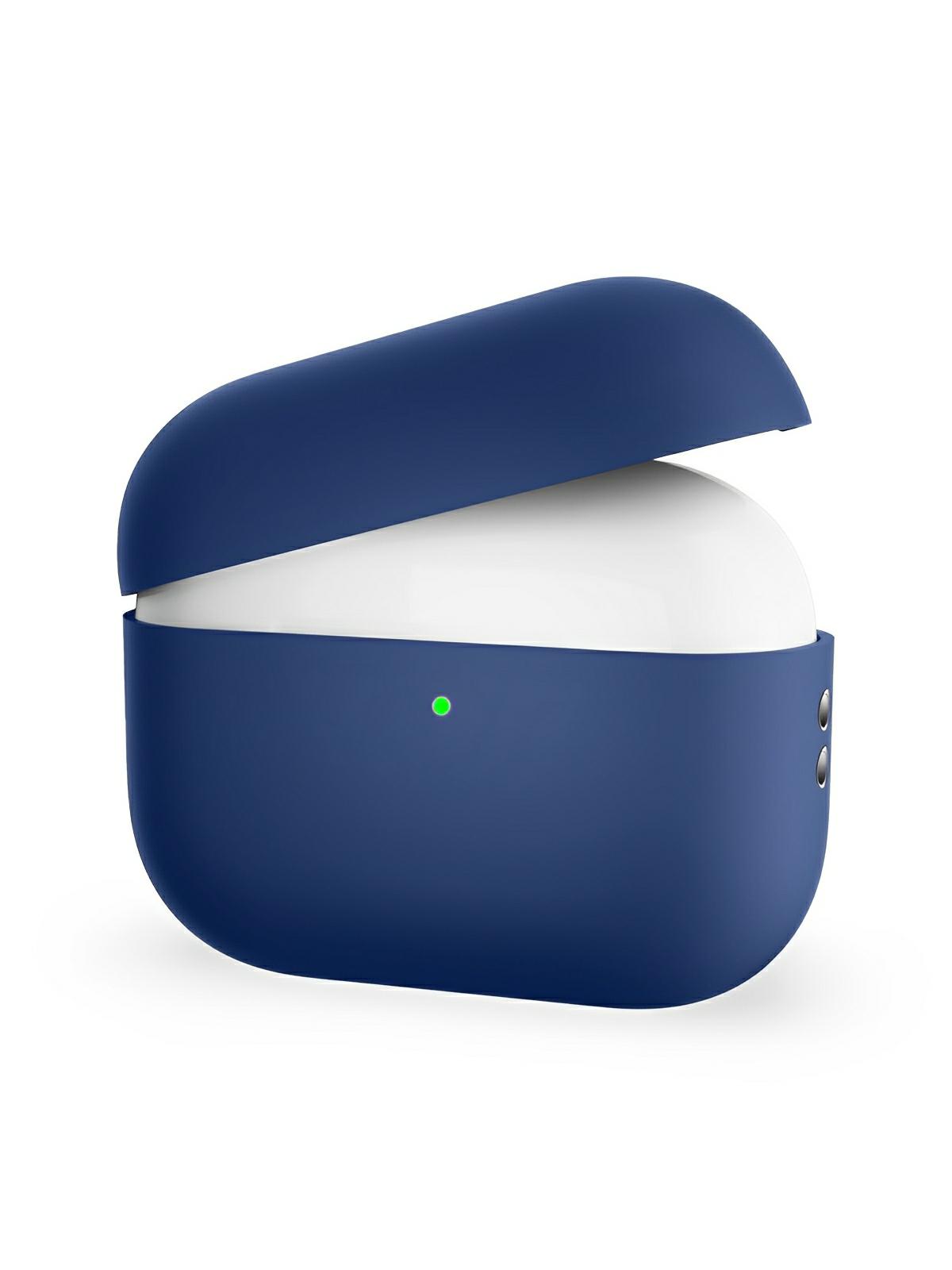 Coque en silicone pour AirPods Pro 1 Pro 2, protection souple, LED visible, charge filaire, design uni, modèle Toko - Écouteurs sans fil - Bleu