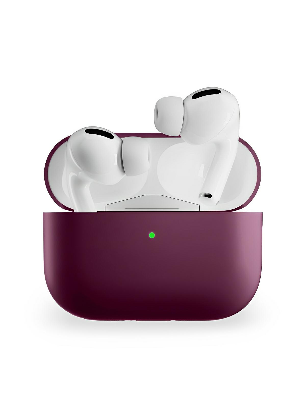 Coque en silicone pour AirPods Pro 1 Pro 2, protection souple, LED visible, charge filaire, design uni, modèle Toko - Écouteurs sans fil - Pourpre
