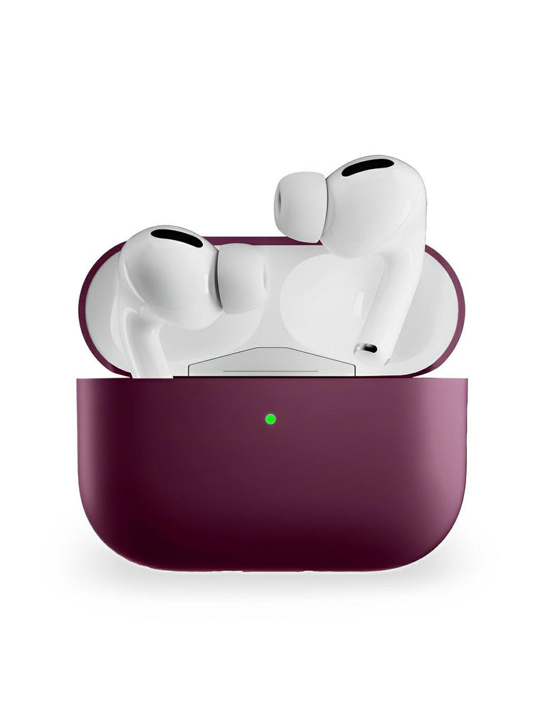 Coque en silicone pour AirPods Pro 1 Pro 2, protection souple, LED visible, charge filaire, design uni, modèle Toko - Écouteurs sans fil - Pourpre