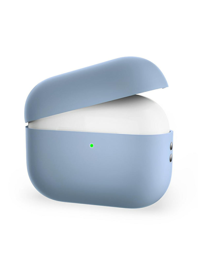 Coque en silicone pour AirPods Pro 1 Pro 2, protection souple, LED visible, charge filaire, design uni, modèle Toko - Écouteurs sans fil - Bleu ciel