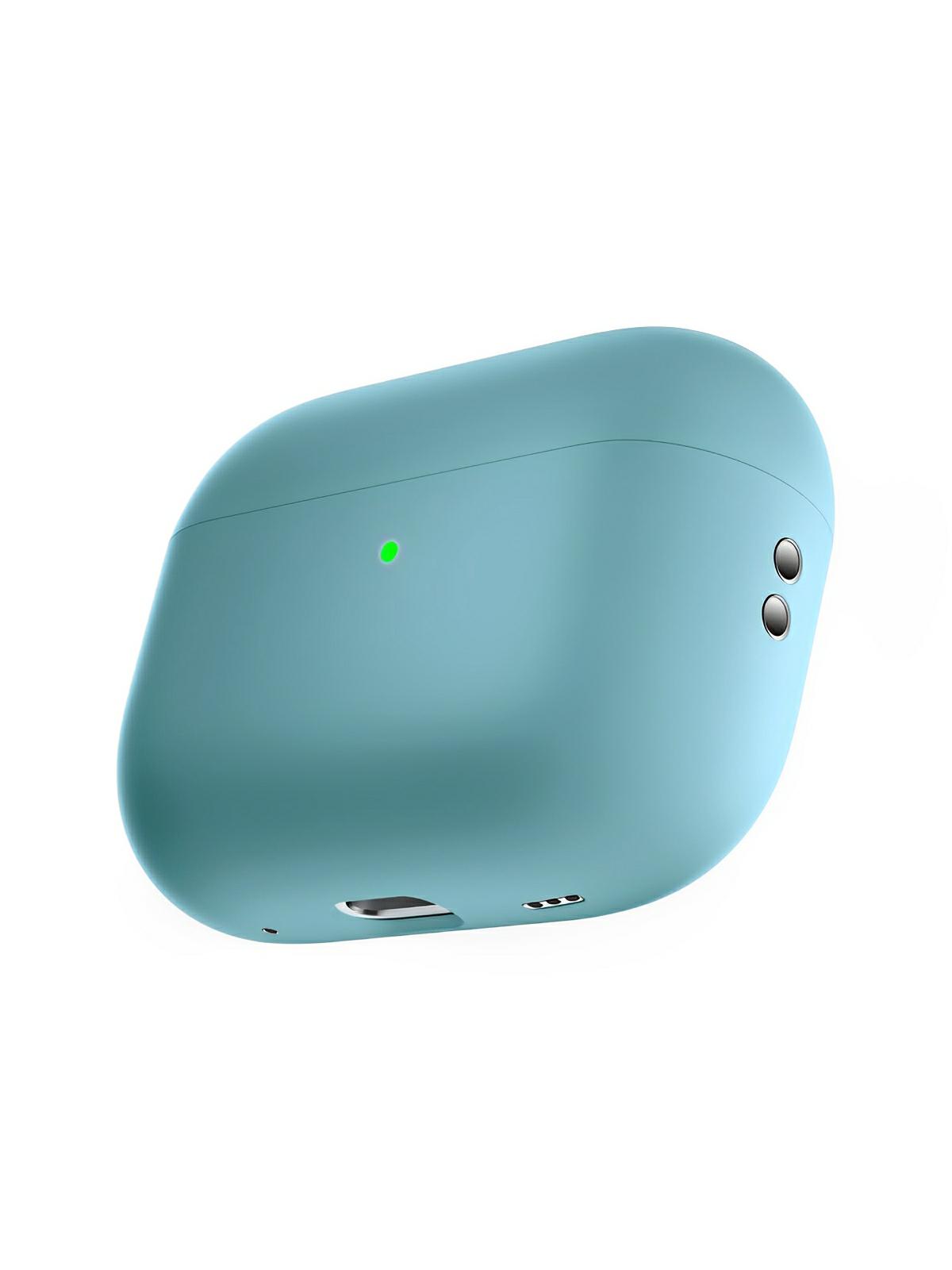 Coque en silicone pour AirPods Pro 1 Pro 2, protection souple, LED visible, charge filaire, design uni, modèle Toko - Écouteurs sans fil - Cyan