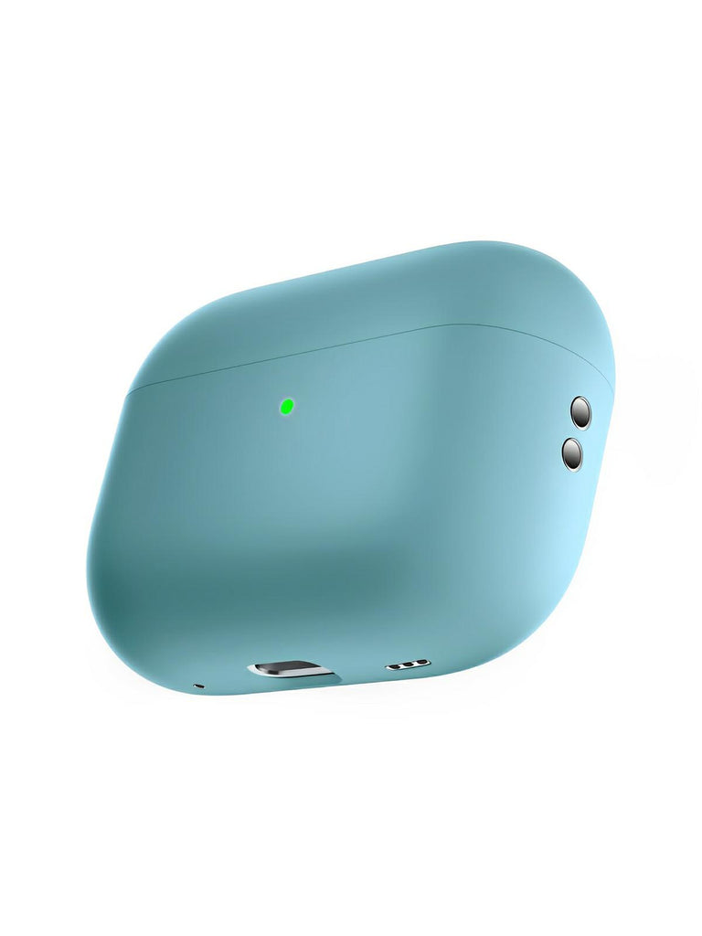 Coque en silicone pour AirPods Pro 1 Pro 2, protection souple, LED visible, charge filaire, design uni, modèle Toko - Écouteurs sans fil - Cyan