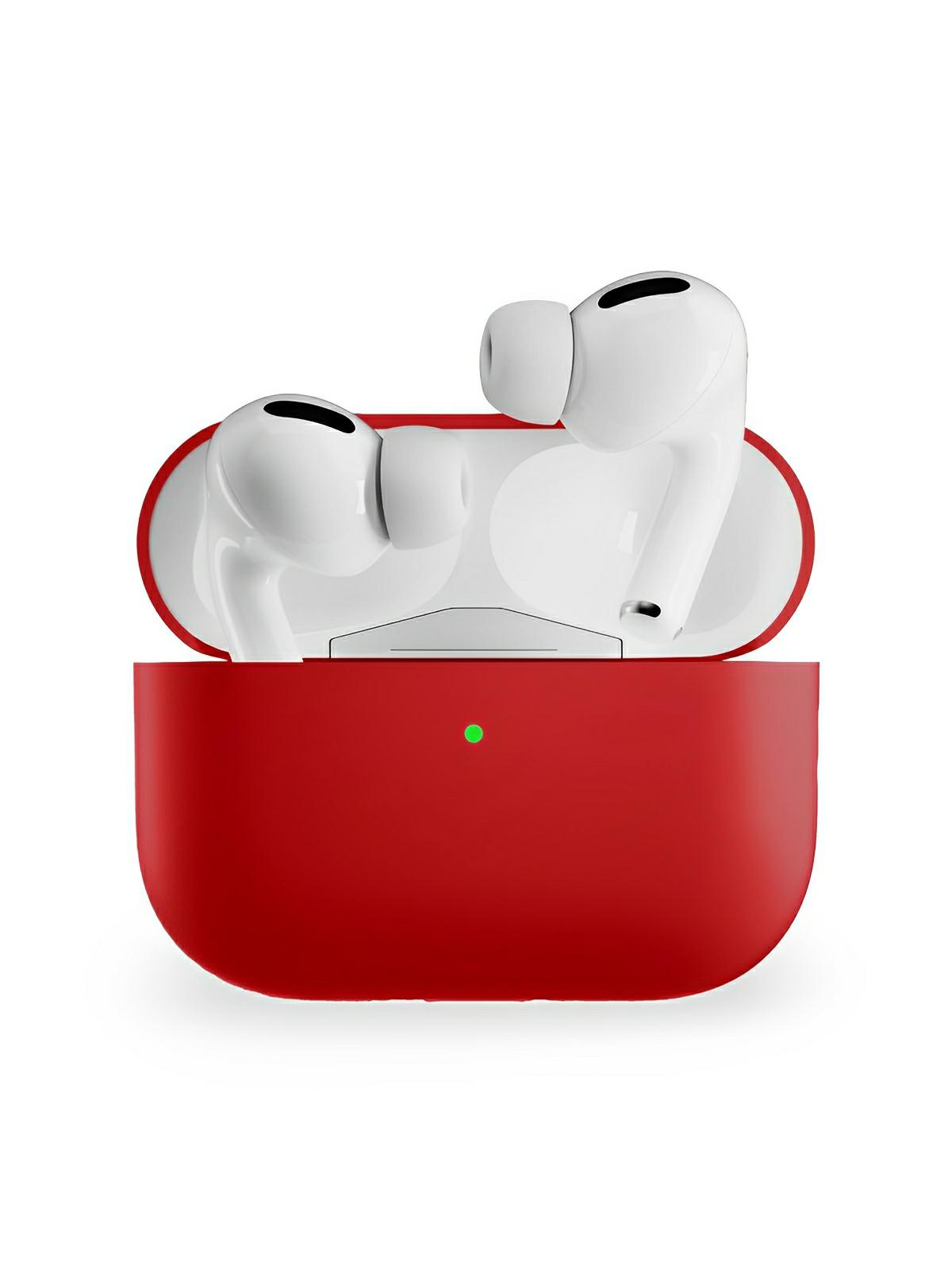 Coque en silicone pour AirPods Pro 1 Pro 2, protection souple, LED visible, charge filaire, design uni, modèle Toko - Écouteurs sans fil - Rouge